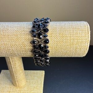 Chic Black Stone Stretch Bracelet